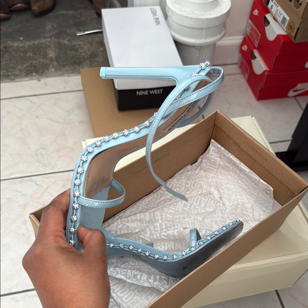 Steve Madden Blue Strappy Heels - Picture 7 of 8